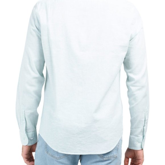 NEW ORIGINAL PENGUIN Linen cotton Blend Long Sleeve Shirt Pink Dogwood 362sn - Picture 4 of 4